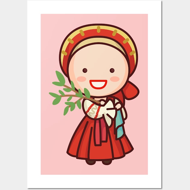 Cute Traditional Russian Village Girl Cartoon Wall Art by SLAG_Creative